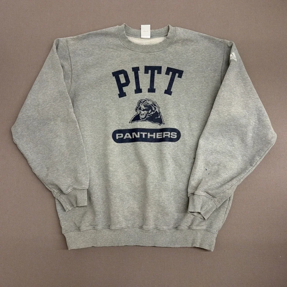 Adidas Pitt Panthers University of Pittsburgh Crewneck Sweatshirt Mens L Gray